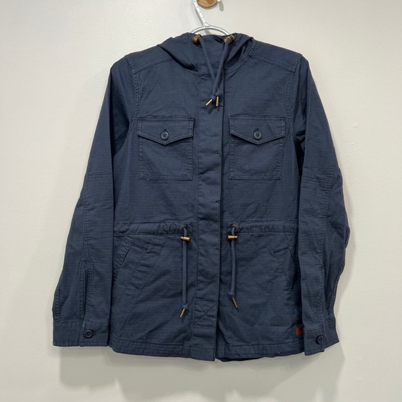 L.L. Bean Jackets & Blazers - LL Bean Womens Jacket XS Navy Blue Utility Hood Zip Pockets Drawstring‎ Barn